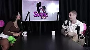 Actor goes limp! No big dick needed for reverse gangbang in sheer red lingerie!