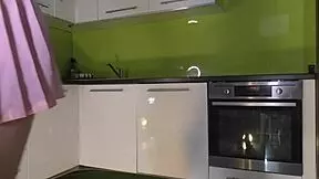 Super Hot Petite 18+ Skinny Blonde Wife in the Kitchen Takes Off Her White Cotton Panties When Bored and Ignored