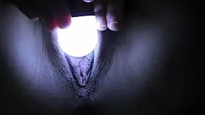 Sleepless Girl Rubs Her Clit At Night With A Hand Held Light