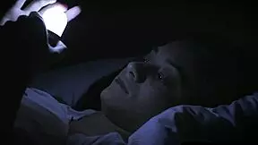 Sleepless Girl Rubs Her Clit At Night With A Hand Held Light