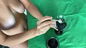 Mature Stepmom Drains Breeding Bull's Balls in Food Fetish Scene