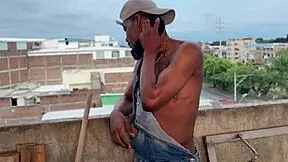 I fucked the black cock builder and made him squirt on the cali city terrace - celeste alba