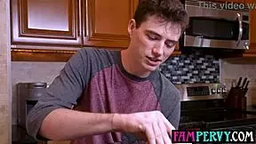 huge tits milf steps in to resolve a fight between her stepsons by offering a hot threesome