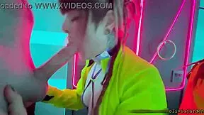 Public Sloppy Deepthroat in a Rave Bathroom