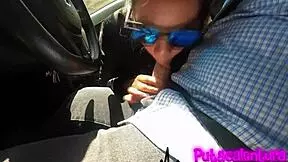 Nataly Roux in casting session from car to dungeon, ending with explosive cum in mouth