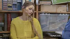 Huge titty teen 18+ thief blows guards cock.