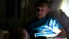 how about this blonde teen sucks off her stepdad's big cock in a taboo encounter?