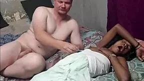 boss relaxes to footjob or blowjob, wife at work