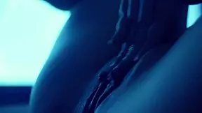 Blue mood slow-motion squirting closeup