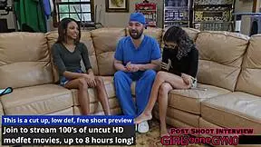 solana spreads her shaved pussy for the first gyno exam, getting fingered and tickled