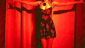 Blonde teen relaxes with a dance to French music