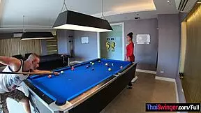 amateur couple plays pool then has passionate sex