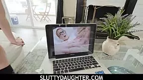 Naughty stepdaughter Sidra Sage gets stepdad's help for homemade porn video!