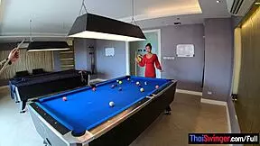 amateur couple plays pool then has passionate sex