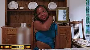 tattooed ebony teen sucks white monster cock deep in first interracial hookup