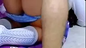 Young woman earns money through intimate acts with an older man in a homemade setting