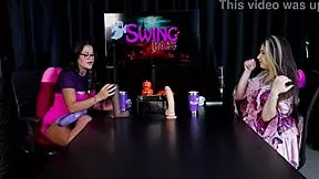 loira safada shows off her blowjob skills on two cocks then strips naked revealing her tasty pussy and tits