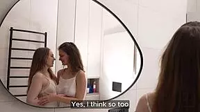 Lesbian fingering and licking in morning shower