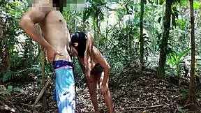 Nothing beats giving pussy in the woods, even sucking big cock