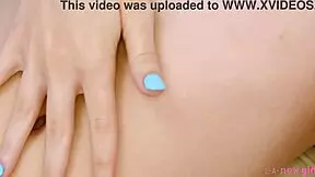 charming blonde gets naked for close-up massage