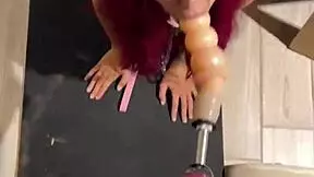 i let my sex machine deep throat me with a huge dildo