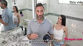 Tiny devil seduces softy step dad