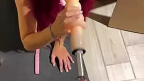 i let my sex machine deep throat me with a huge dildo