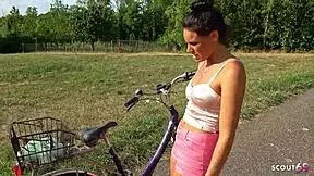 I risked an outdoor fuck with a stranger for help, feeling christy ley's tight pussy on my skinny german latina teen body