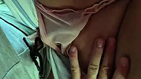 stranger cums inside my panties on subway, almost seen