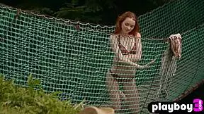 petite teen 18+ kate great shows perfect body during outdoor posing action with softcore striptease and ripped clothes