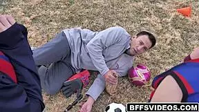 Soccer Girls Team Avery Black Coco Lovelock And Diana Grace Make A Naughty Move On Their Resting Coach