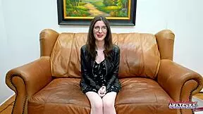 Skinny Nerdy Brunette Hazel O'Connor Rings Her Bell and Sucks a Juicy Cock