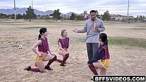 Soccer Girls Team Avery Black Coco Lovelock And Diana Grace Make A Naughty Move On Their Resting Coach