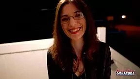 Skinny Nerdy Brunette Hazel O'Connor Rings Her Bell and Sucks a Juicy Cock