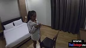 Petite Thai wife's strip and quickie