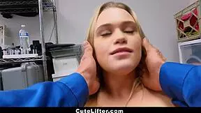 Bikini model thief getting strip searched by guard 😏