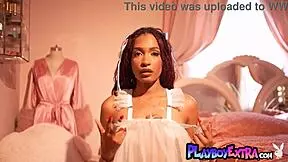 addis fouche this ebony newcomer strips to reveal her dark pussy and pierced nipples