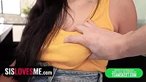 Hot Asian Stepsister Lets Stepbro Slide Cock Between Huge Natural Tits