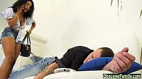 Ebony stepdaughter spends time with her dad in a family setting