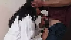 College trainee nurse sucks doctor's big black cock in private cabin