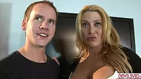 Big tit MILF titjobs and fucks teen stud