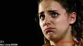 poor brunette teen 18+ slave struggles in her first 😈