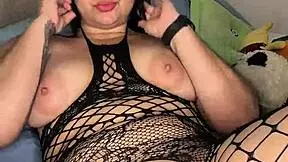 On all fours with milk dripping from body