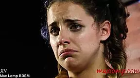 poor brunette teen 18+ slave struggles in her first 😈