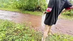 thai girl walking and showing pussy on roadside with clear thai voice