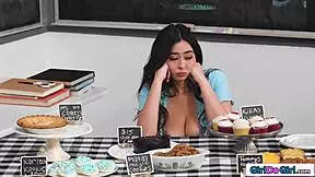 Stepmom Secretly Licks Stepdaughter Under The Table