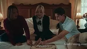 The exorcism of her virginity with stepbrothers, petite 18+ blonde, and a demon