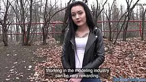 tricked amateur gets throatfucked outdoor by agent