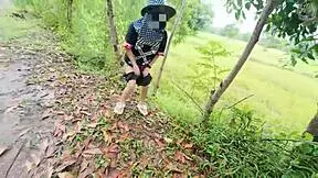 thai girl walking and showing pussy on roadside with clear thai voice