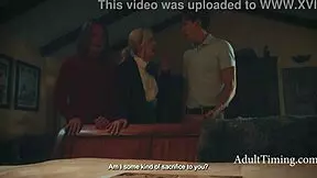 The exorcism of her virginity with stepbrothers, petite 18+ blonde, and a demon